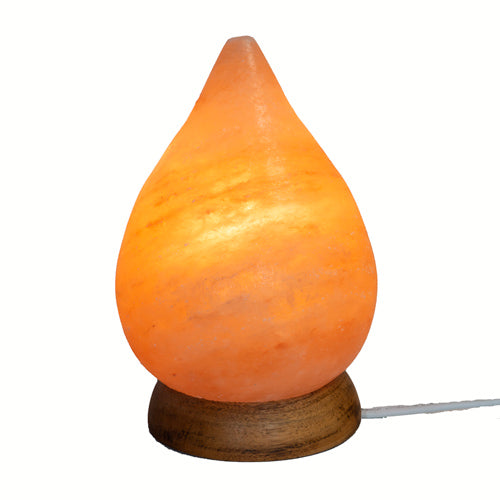 Himalayasalz-Lampe Tropfen 20-23cm 2.8-3.5kg mit Holzsockel+ELEKTRIK+BIRNE 15W