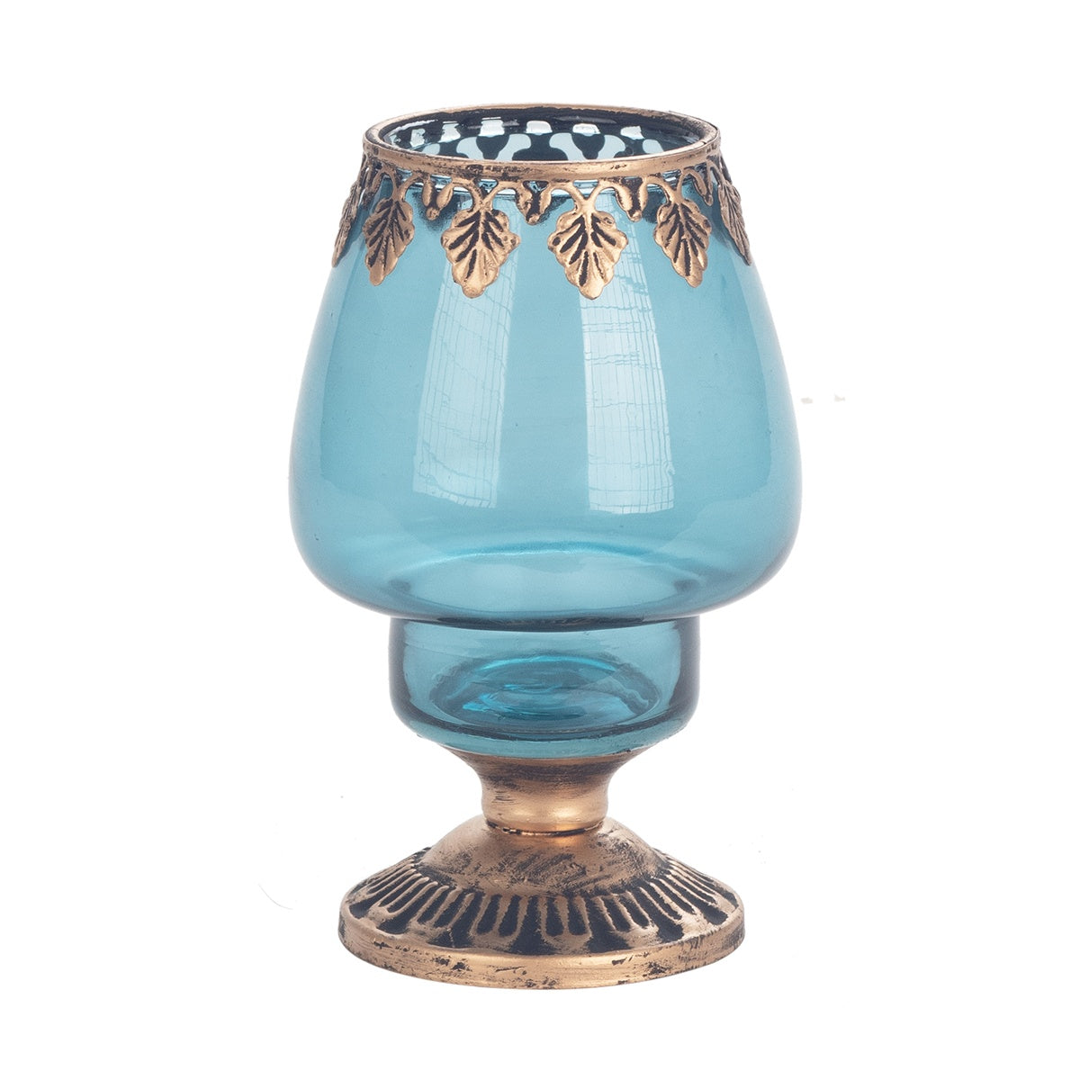 Windlicht Rosa/Blau/Grün Glas/Metall (12 cm)