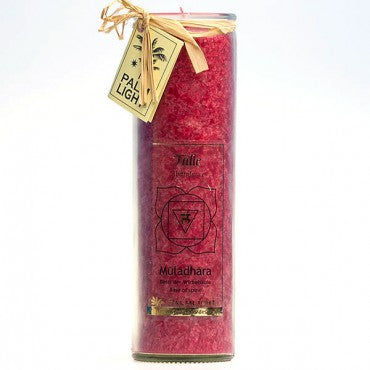 Chakrakerze im Glas 100% pflanzlich (Kerze 20cm)