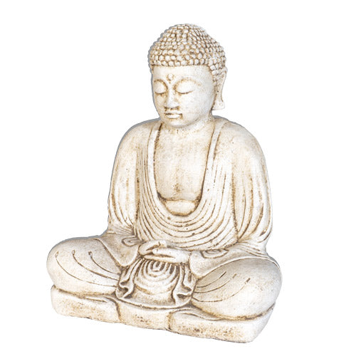 Buddha 23cm Outdoor Beton Steinoptik weiss