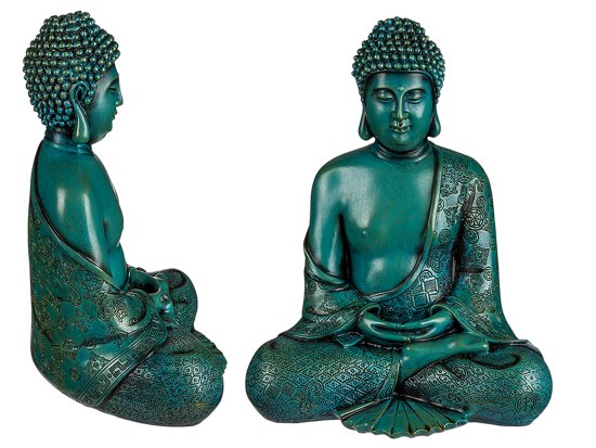 Buddha Thai sitzend 30cm petrolfarbig