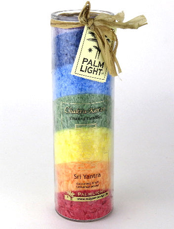 Chakrakerze Multicolor im Glas 100% pflanzlich Kerze 20cm