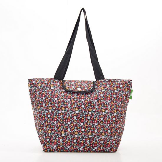 Kühltasche gross ECO CHIC faltbar Streublumen Schwarz 29x44x17cm Kunststoff 100% recycelt