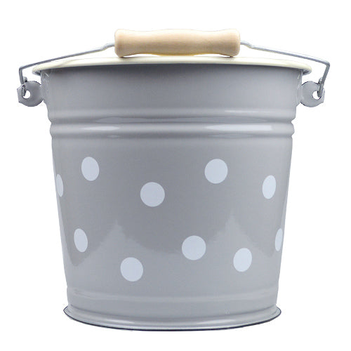 Eimer Emaille 6L D 24cm Grau mit weissen Punkten