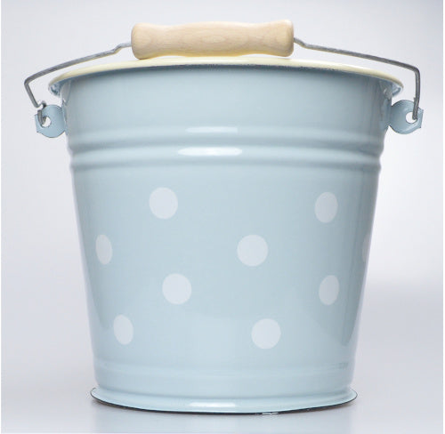 Eimer Emaille 6L D 24cm Hellblau mit weissen Punkten