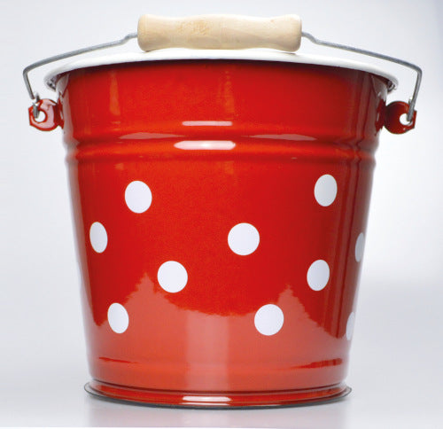 Eimer Emaille 6L D 24cm Rot mit weissen Punkten