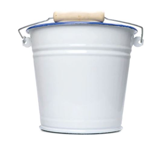 Eimer Emaille 6L D 24cm Weiss mit blauem Rand