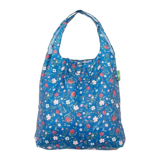 Einkaufstasche ECO CHIC faltbar Blüten Navy Blau 56x38x10cm Kunststoff 100% recycelt