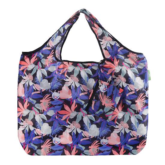 Einkaufstasche gross ECO CHIC faltbar Blumen exotisch 60x42x14cm Kunststoff 100% recycelt