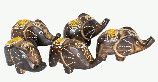 Elefant 5er Set 5cm Holz, BALI