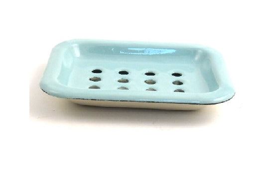 Emaille Seifenschale zum Stellen 2-teilig hellblau