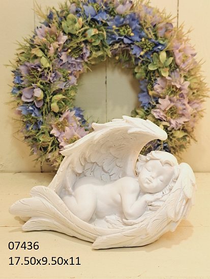 Engel im Flügel schlafend 17.5x9.5x11cm