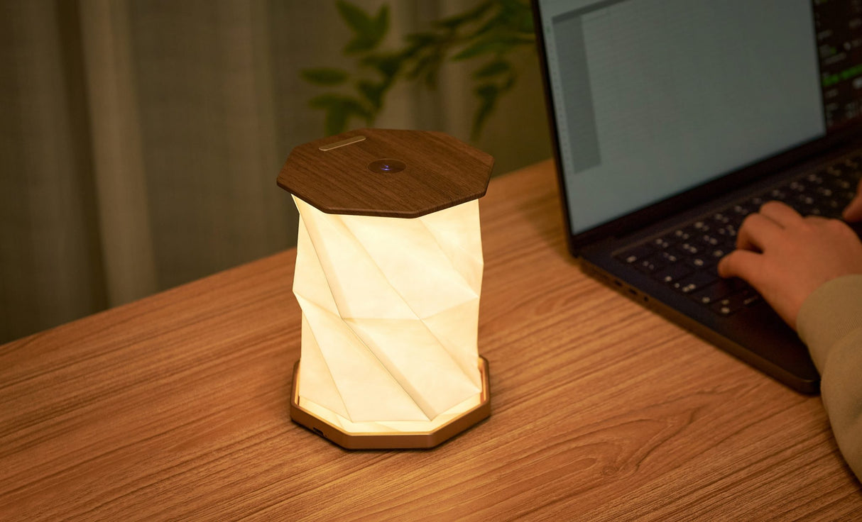 Twist Hexagon Lamp - Walnut