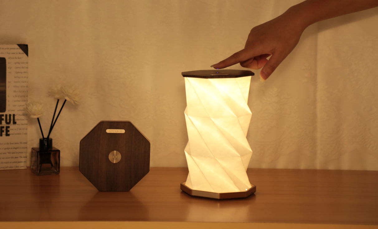 Twist Hexagon Lamp - Walnut