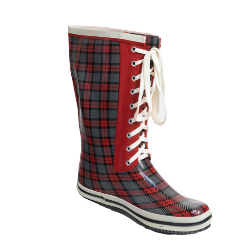 Gummistiefel Karo Bordeaux