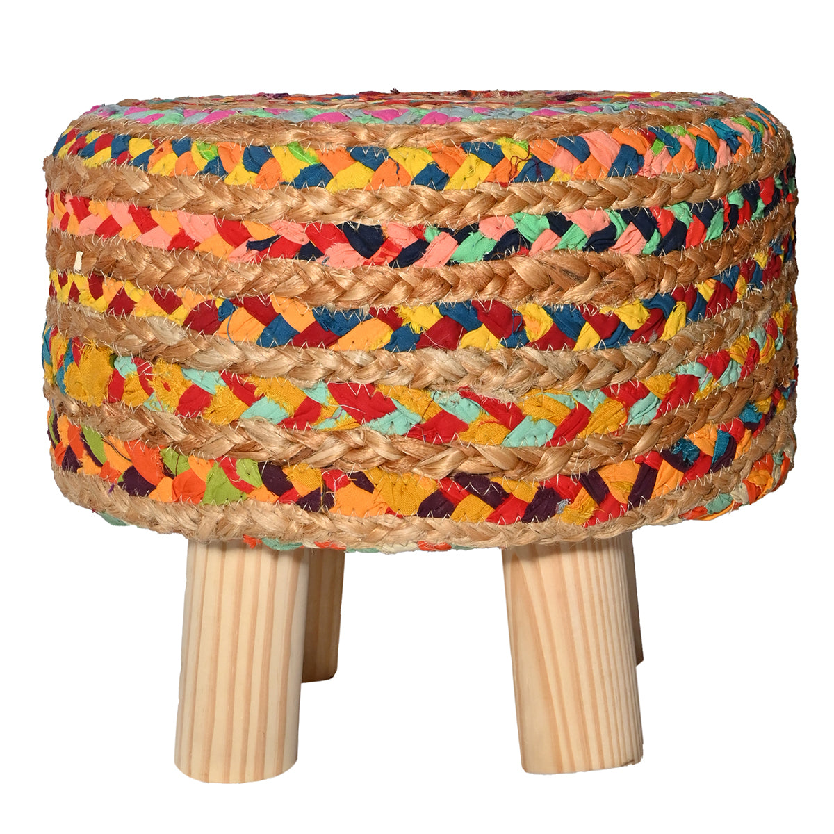 Hocker bunt 35x35cm Jute