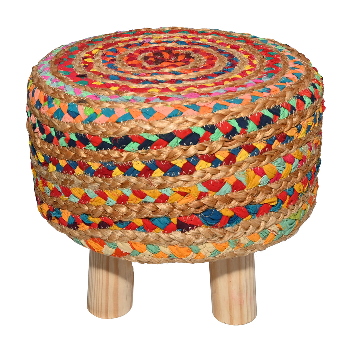 Hocker bunt 35x35cm Jute