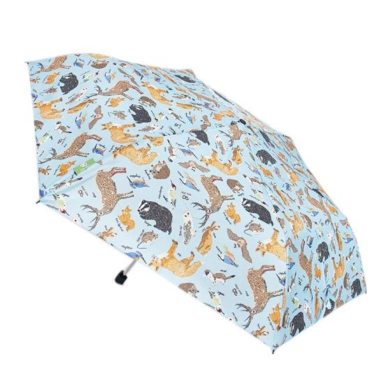 Regenschirm ECO CHIC Taschenschirm Waldtiere Blau 96 cm Kunststoff 100% recycelt