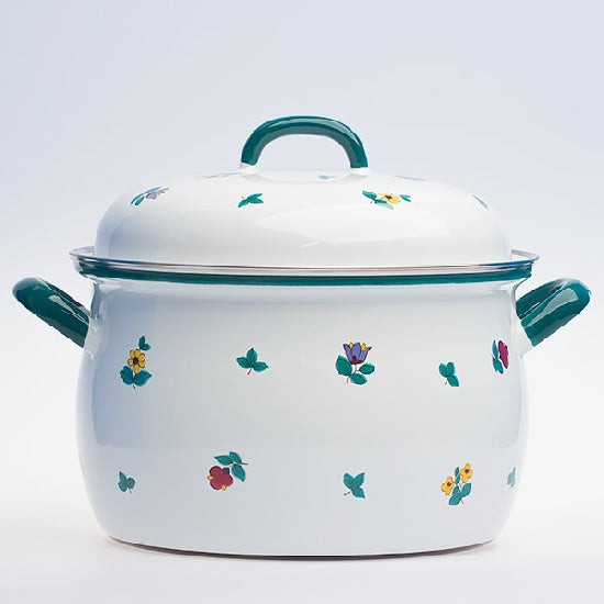 Kochtopf mit Deckel Emaille Streublümchen 20cm 3.5l