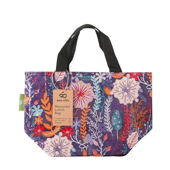 Kühltasche Lunch Bag ECO CHIC Blumen Lila 17.5x30x13.5cm Kunststoff 100% recycelt