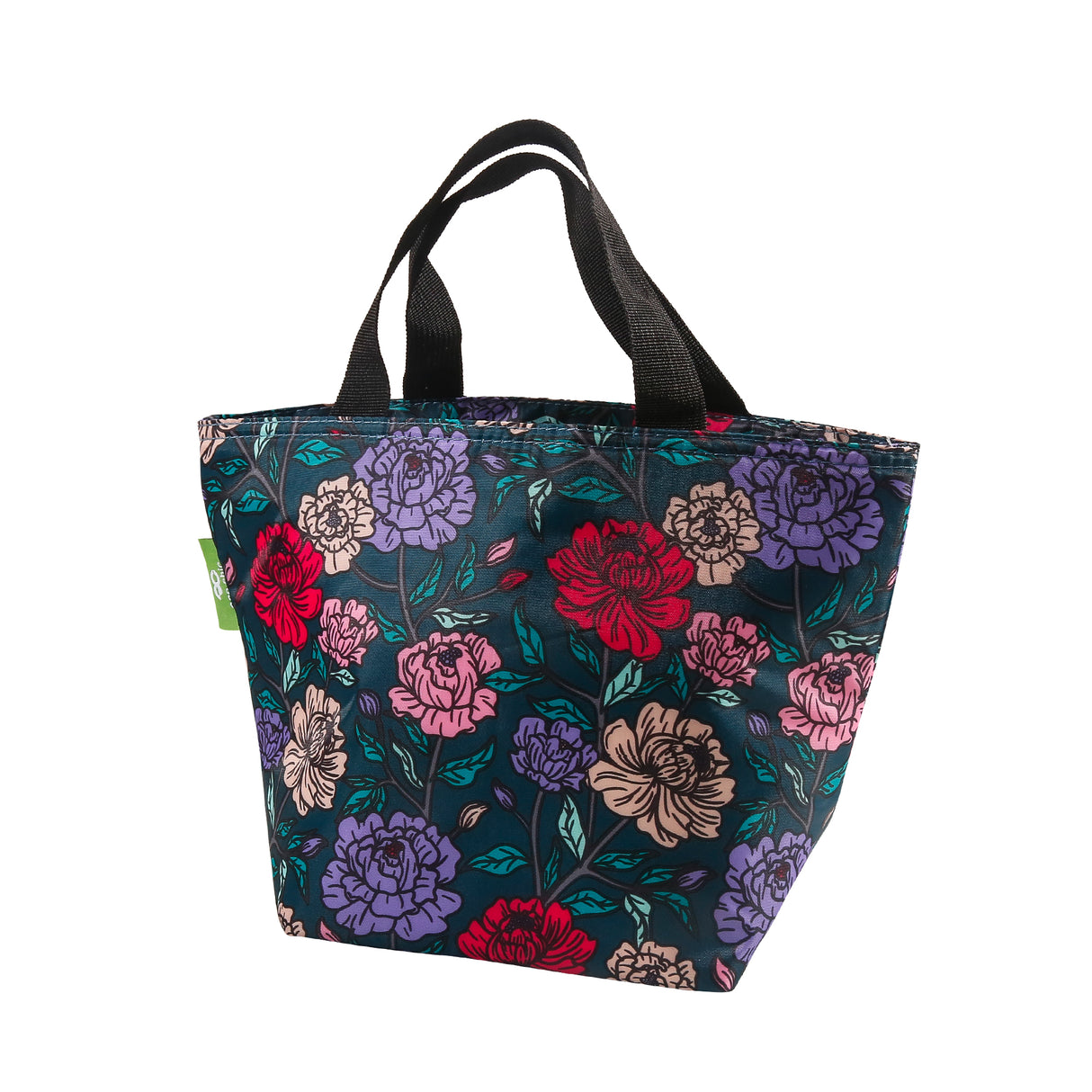 Kühltasche Lunch Bag ECO CHIC Grosse Blumen Grün 17.5x30x13.5cm Kunststoff 100% recycelt