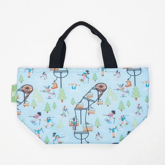 Kühltasche Lunch Bag ECO CHIC Skifahrer Hell Blau 17.5x30x13.5cm Kunststoff 100% recycelt