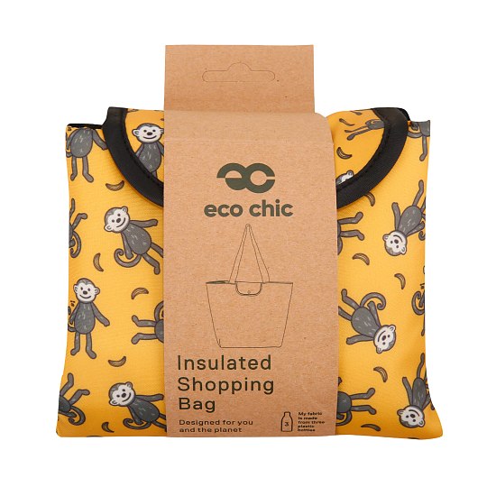 Kühltasche gross ECO CHIC faltbar Affen Gelb 29x44x17cm Kunststoff 100% recycelt