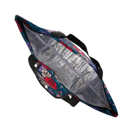 Kühltasche gross ECO CHIC faltbar Grosse Blumen Grün 29x44x17cm Kunststoff 100% recycelt offen