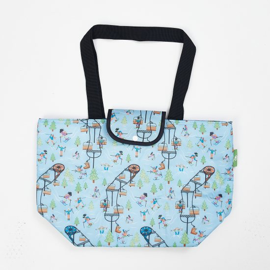 Kühltasche gross ECO CHIC faltbar Skifahrer Hell Blau 29x44x17cm Kunststoff 100% recycelt