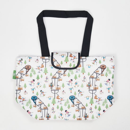 Kühltasche gross ECO CHIC faltbar Skifahrer Weiss 29x44x17cm Kunststoff 100% recycelt