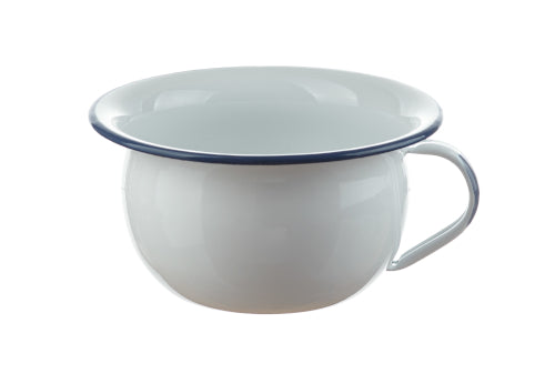 Nachttopf Emaille weiss mit blauem Rand 18cm