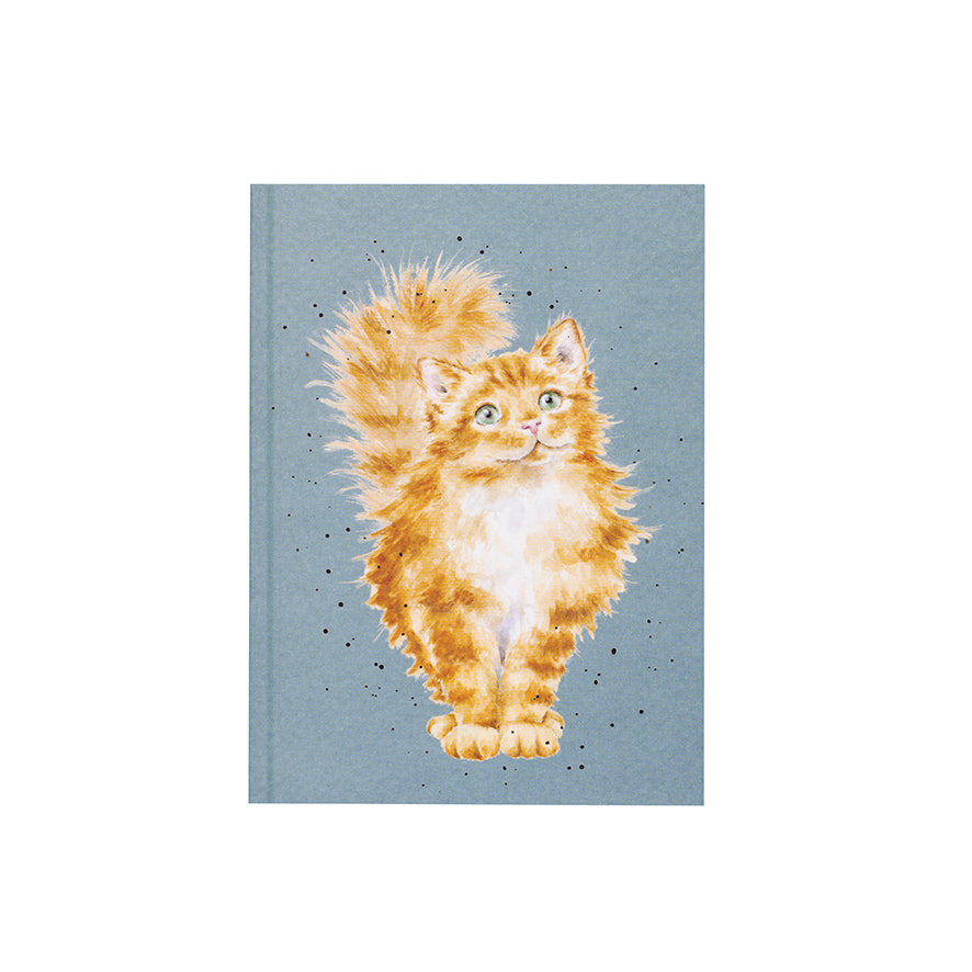 Notizbuch grau, rote Katze