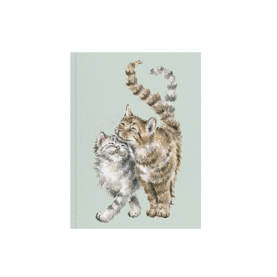 Notizbuch graugrün zwei graue Katzen