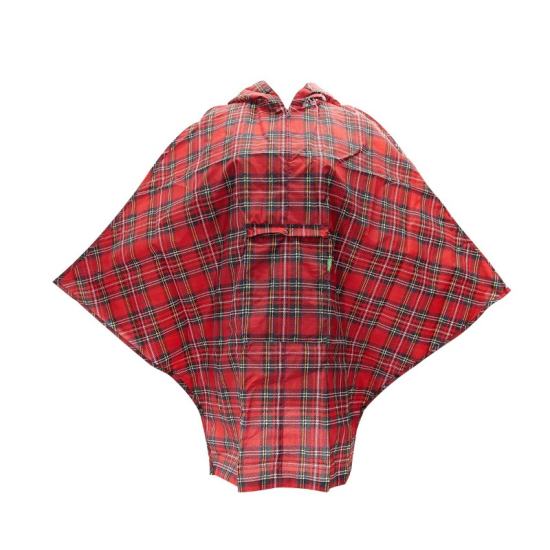 Poncho ECO CHIC faltbar Karo Rot 130x110cm Kunststoff 100% recycelt