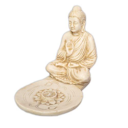 Räucherstäbchenhalter Buddha rund weiss BALI