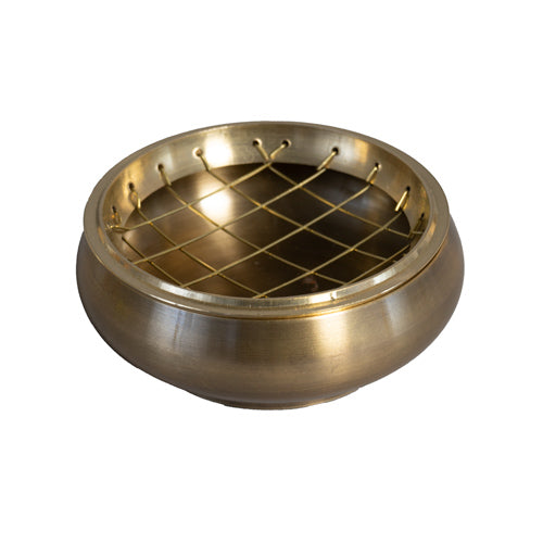 Räuchergefäss mit Metallnetz Messing golden 9x4.25cm INDIEN