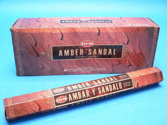 Räucherstäbchen HEM 6eckig 20sticks AMBER SANDAL