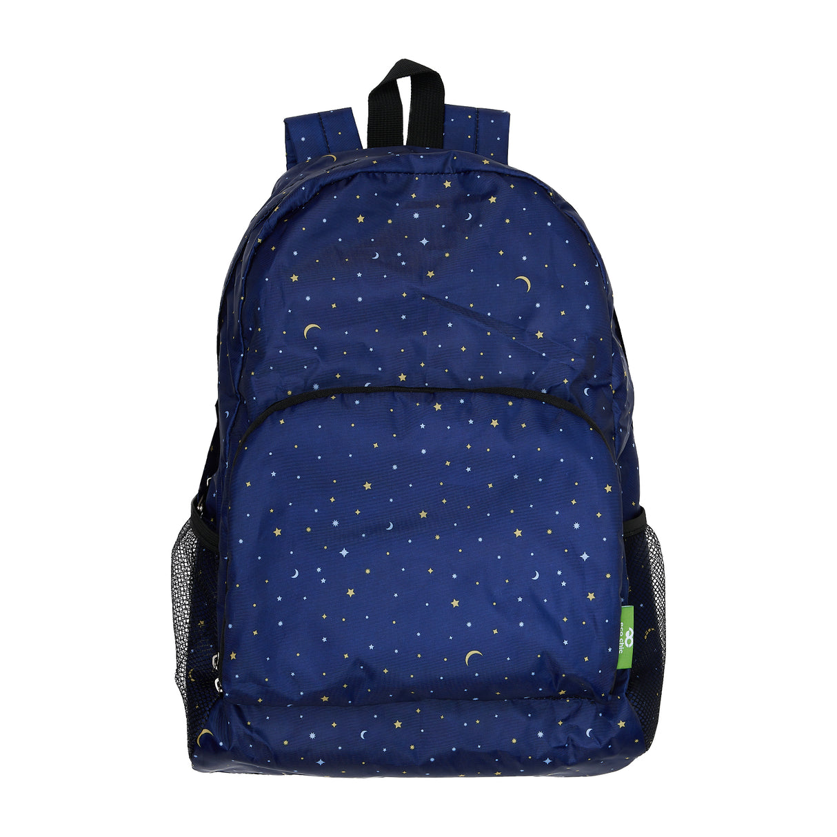 Rucksack ECO CHIC faltbar Mond und Sterne Navy Blau 27x43x16cm Kunststoff 100% recycelt