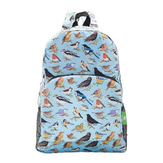 Rucksack ECO CHIC faltbar Vögel Blau 27x43x16cm Kunststoff 100% recycelt