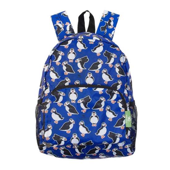 Rucksack Mini ECO CHIC faltbar Papageientaucher Blau 29x22x14cm Kunststoff 100% recycelt