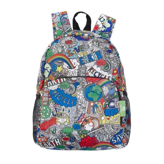 Rucksack Mini ECO CHIC faltbar Save The Planet Bunt 29x22x14cm Kunststoff 100% recycelt