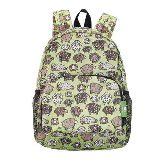 Rucksack Mini ECO CHIC faltbar Schafe Grün 29x22x14cm Kunststoff 100% recycelt