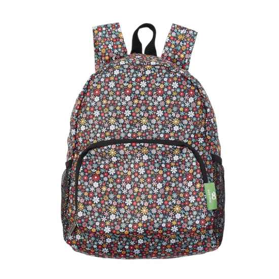 Rucksack Mini ECO CHIC faltbar Streublumen Schwarz 29x22x14cm Kunststoff 100% recycelt
