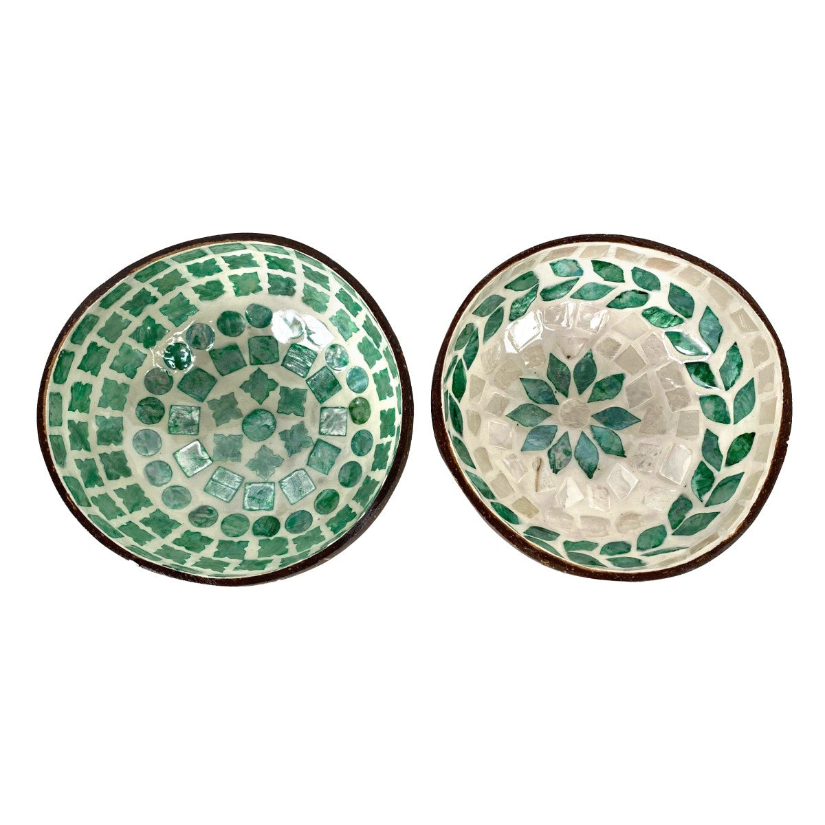 Schale Kokosnuss mit Perlmutt Grün/Weiss