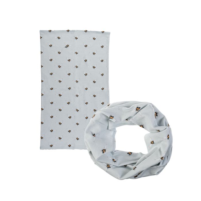 Schlauchschal grau mit Bienen