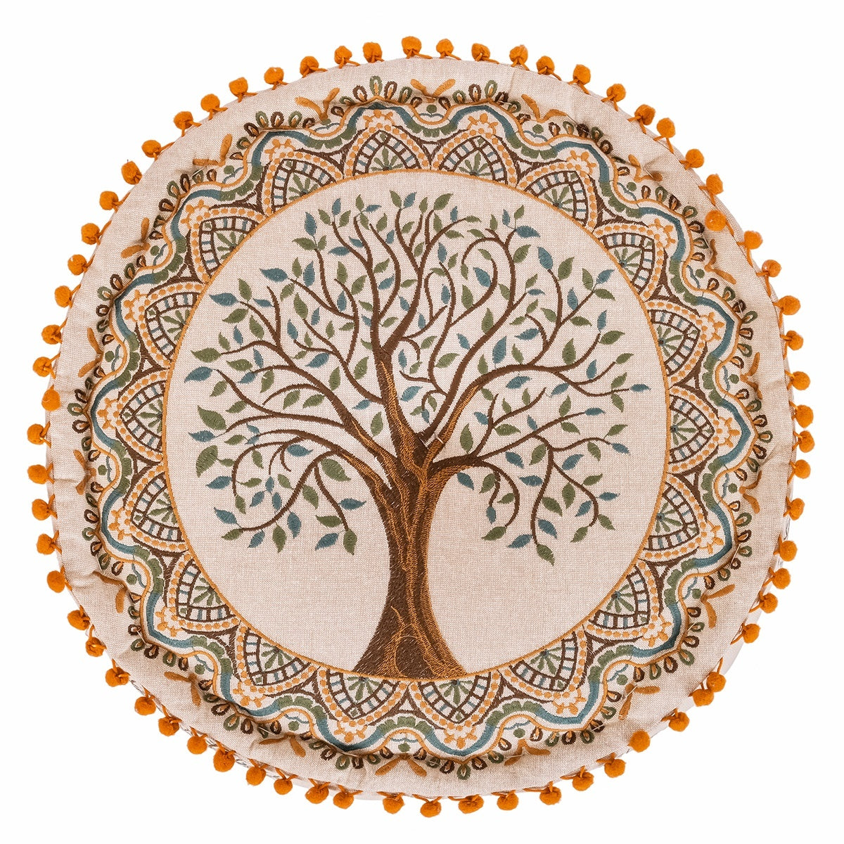 Sitzkissen Pouf Baum des Lebens Grün 46x20cm