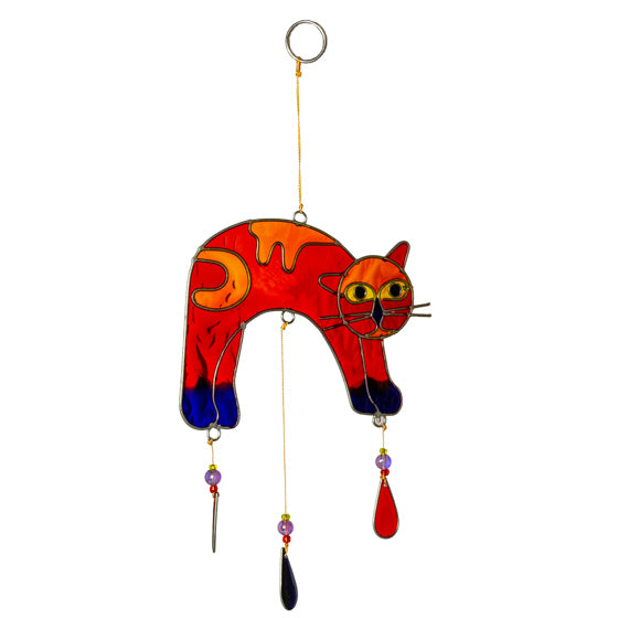 Suncatcher Katze orange/rot 30cm