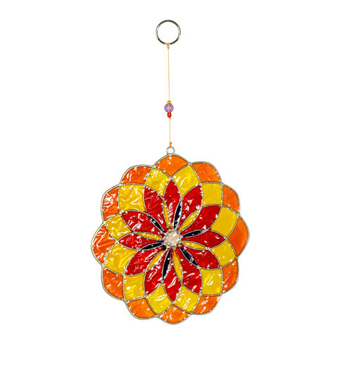 Suncatcher Mandala gelb/orange 14cm