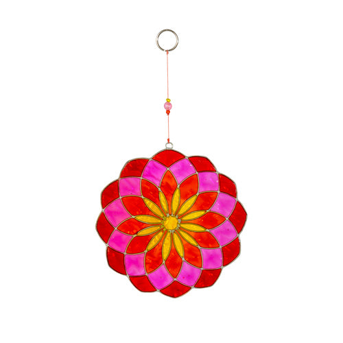 Suncatcher Mandala pink/orange 14cm