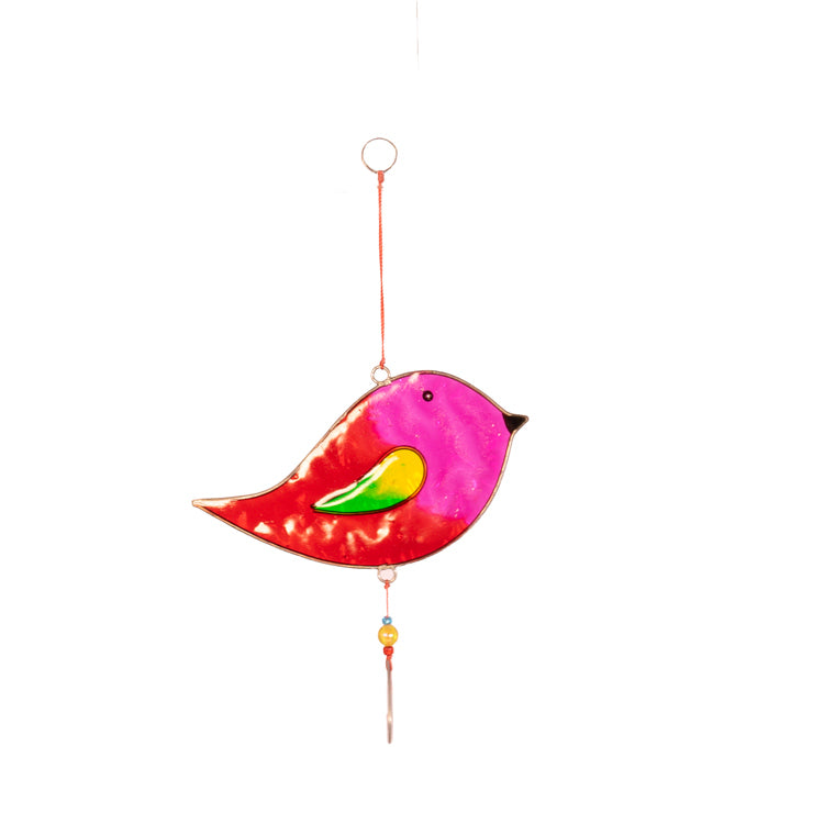 Suncatcher Vogel rot/pink 12.5x21cm